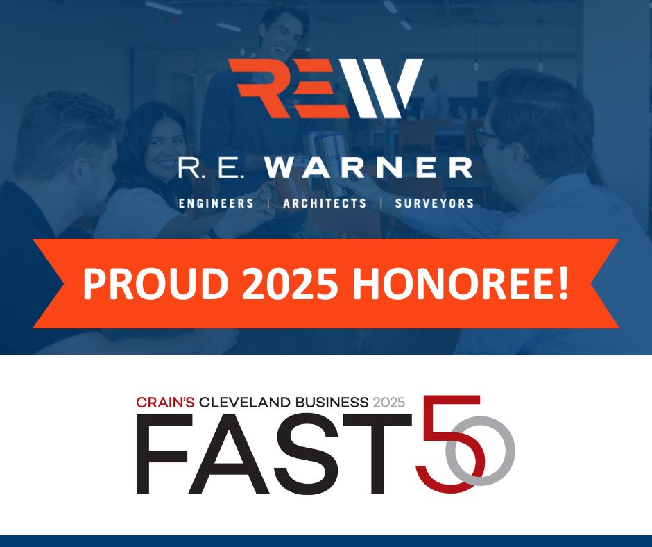 REWEngineers's tweet photo. Proud to share REW has been named to the 2025 @CrainsCleveland Fast 50, ranking #22 with 234% growth over 5 years—the highest-ranking A/E firm on the list! Thank you to our team and clients for making this possible. #CrainsFast50 #EngineeringExcellence #ClevelandBusiness https://t.co/tmIkr4r8qe