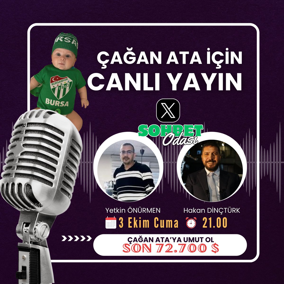 yetkinonurmen's tweet photo. Bu akşam 21.30'da @hk_dincturk ile birlikte @sma_caganata için yardım yayını açacağız.Herkesin küçük,büyük demeden dekontlu katkılarını bekliyoruz.

Yayın sırasında yapılan yardımları tek tek okuyacağız. https://t.co/4wzi7Hdlty