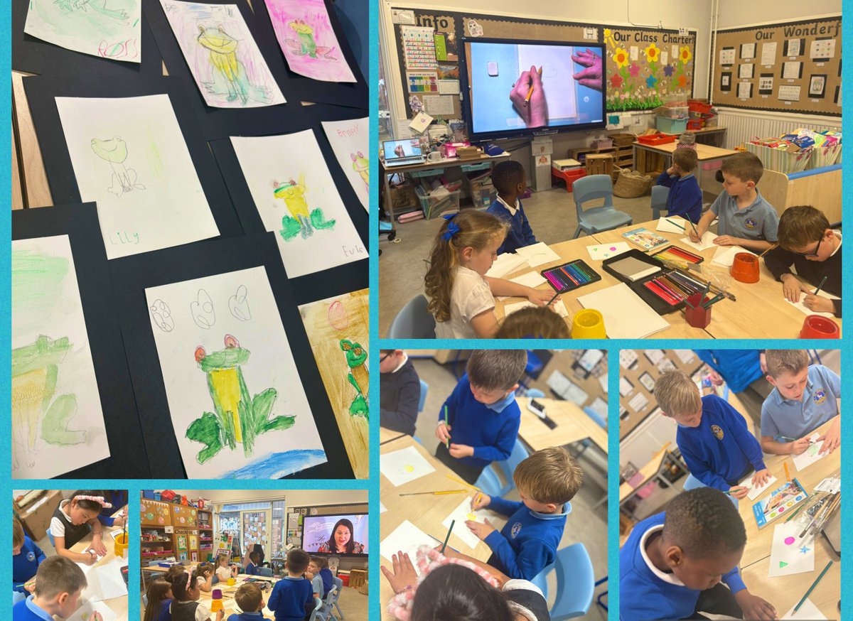 StJohnsPSAyr's tweet photo. 🎨🐸 Our P2–P4 pupils had a blast with Follow Your Own Friday projects! Some of us learned how to use watercolour pencils 💧✏️ and followed @LittleArtSchool video to paint the most FUN frogs! 🌟 So much creativity l! #Article31 #LearnerAgency #Followyourownfriday #metaskills https://t.co/DU1kkQHoDw