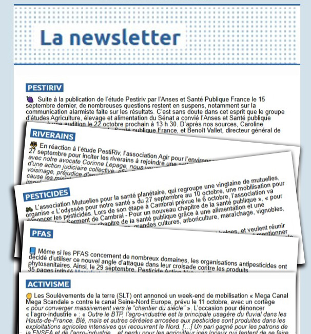 Vous n’avez pas reçu ce matin les dernières actus d’Agriculture &amp; Environnement ? Eh bien, cliquez ici pour vous abonner gratuitement à ma newsletter hebdomadaire : 
➡️ par ma chaîne WhatsApp : urls.fr/Y44czf  
➡️ ou par email : agriculture-environnement.fr/newsletterae-2