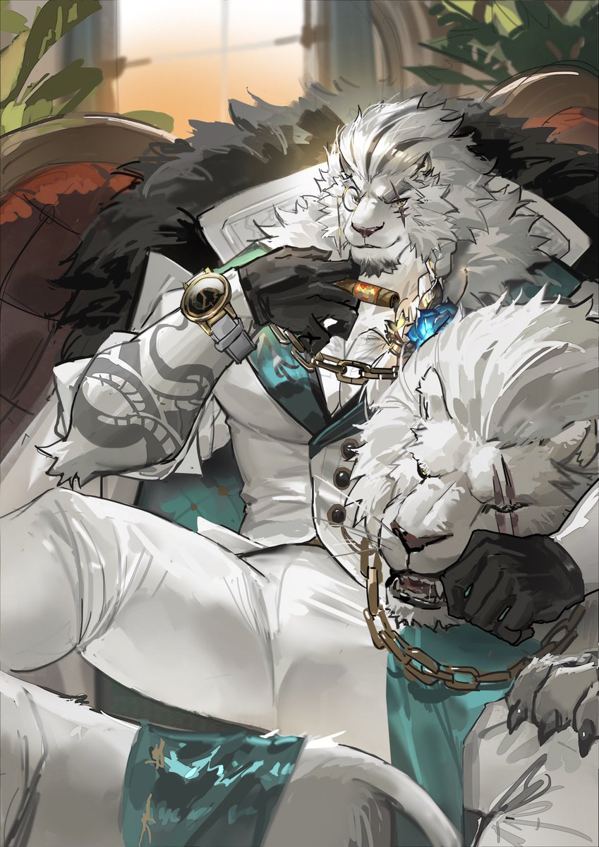 bi495285019625's tweet image. oc翻新！是在黑帮幕后操纵的贵族白狮！