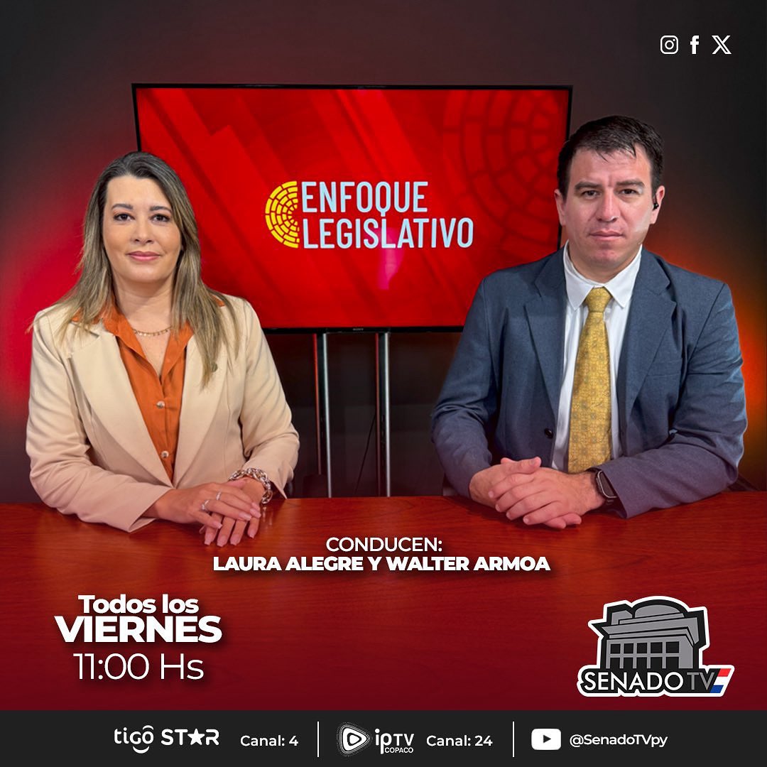 Enfoque Legislativo, el resumen de las actividades legislativas de la Cámara de Senadores. 🏛️
En vivo, por las pantallas de Senado TV 📺 
Conducen: Laura Alegre y Walter Armoa.