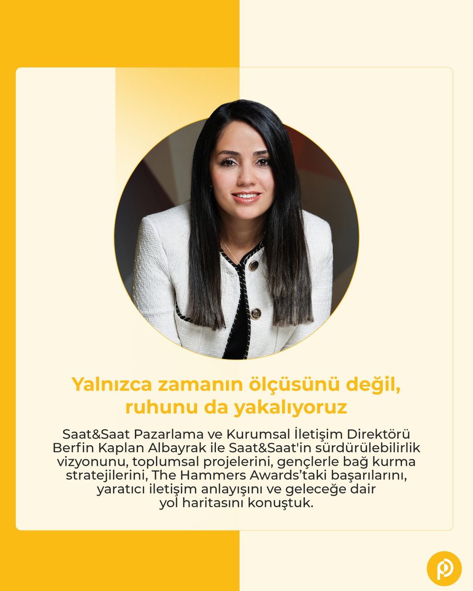 Saat&amp;Saat Pazarlama ve Kurumsal İletişim Direktörü Berfin Kaplan Albayrak ile markanın sürdürülebilirlik vizyonunu,  gençlerle bağ kurma stratejilerini, The Hammers Awards’taki başarılarını ve geleceğe dair yol haritasını konuştuk.

Detaylar 👉🏼pazarlamasyon.com/yalnizca-zaman…