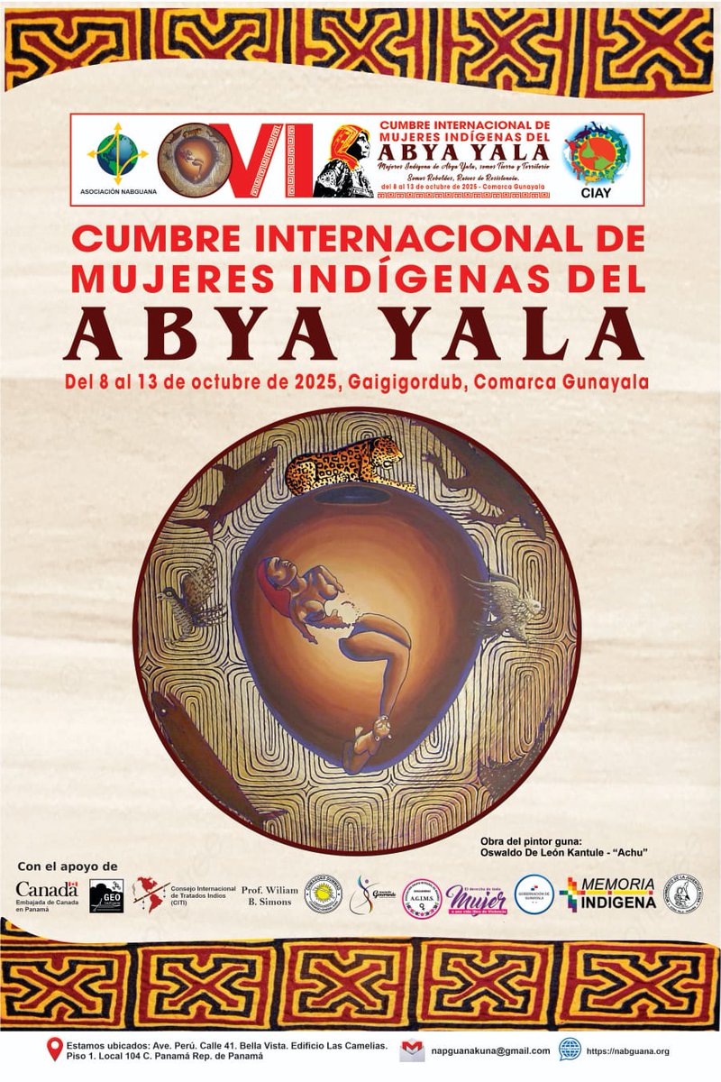 Docip_en's tweet image. La VI Cumbre Internacional de Mujeres Indígenas de Abya Yala se celebrará en la Comarca Gunayala, Panamá, del 09 al 12 de octubre 2025
#DerechosIndigenas #MujeresIndigenas #AbyaYala
