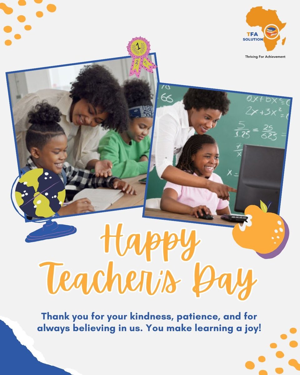 TFA_Solution's tweet image. 🌟 Happy World Teachers’ Day! 💛

Thanks for your patience, kindness &amp;amp; making learning a joy! With TFA Digital LMS, track mastery, spot gaps &amp;amp; focus on personalised learning. 🚀📚

💻 Learn more 👉 tfa.tutorforafrica.com

#WorldTeachersDay #TFASolution #LearnWithTFA #EdTech