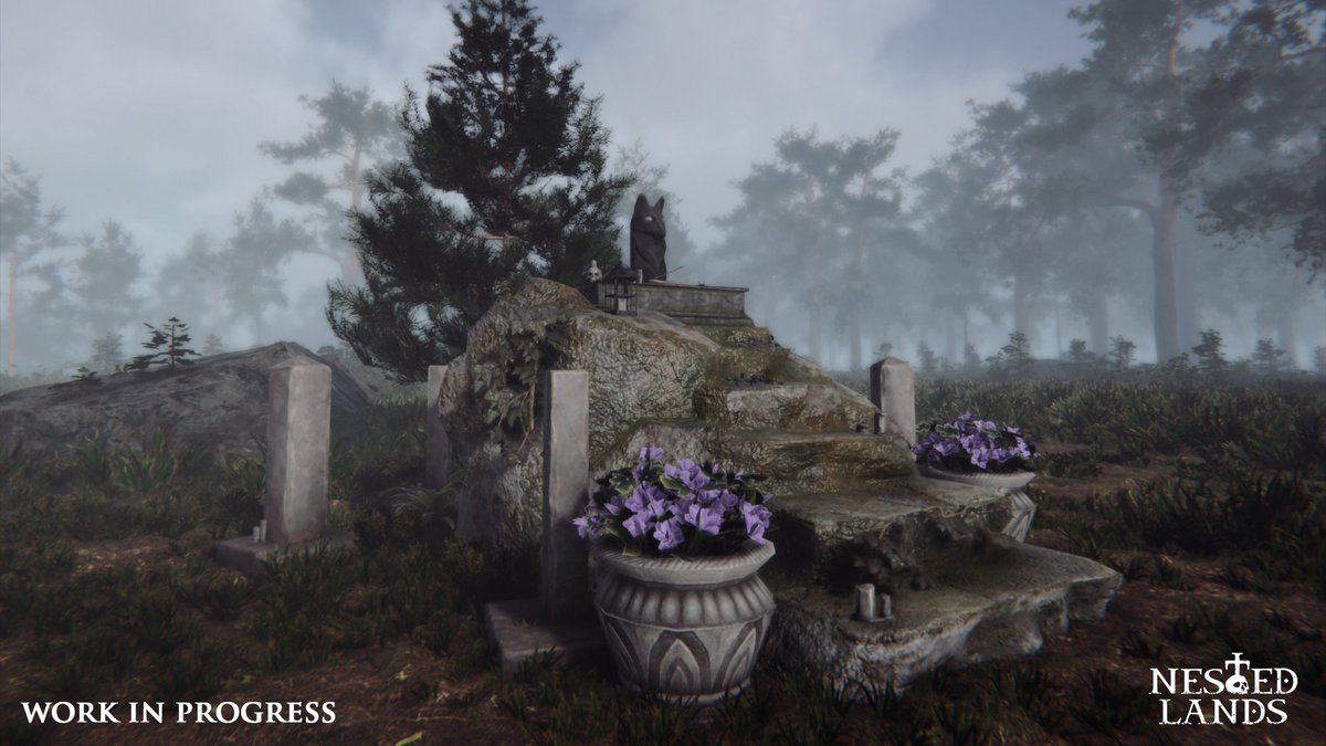 nestedlands's tweet image. While exploring the island, you may stumble upon a quiet, haunting place — the altar of Syragna, the Archtree of the North.  

Known as the Goddess of Death, Peace, Art, and Winter, Syragna’s presence lingers in the pale blossoms of lilac flowers surrounding her shrine. 

Is…
