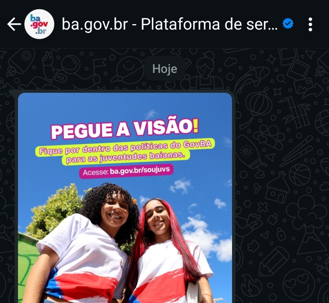 mto bom ter o governo da Bahia sempre me atualizando das novidades