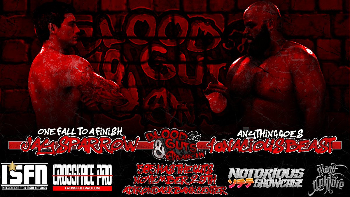 One final match up announcement, Jay Sparrow makes his 585 Wrestling Debut, taking on the Tenacious Beast in 10Nacious B!