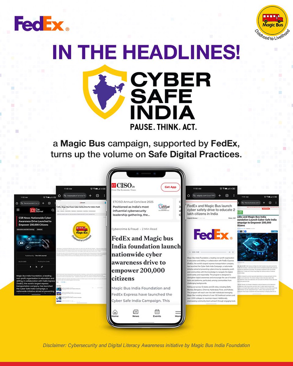 magicbusindia (@magicbusindia) on Twitter photo #CyberSafeIndia: A Bold Step Towards a Secure Digital Generation!
As technology becomes deeply interwoven with daily life, digital responsibility is no longer a choice, itโs a necessity. In a strategic step toward safeguarding Indiaโs digital future, <a href="/MagicBusIndia/">magicbusindia</a> launched #CyberSafeIndia: A Bold Step Towards a Secure Digital Generation!
As technology becomes deeply interwoven with daily life, digital responsibility is no longer a choice, itโs a necessity. In a strategic step toward safeguarding Indiaโs digital future, <a href="/MagicBusIndia/">magicbusindia</a> launched
