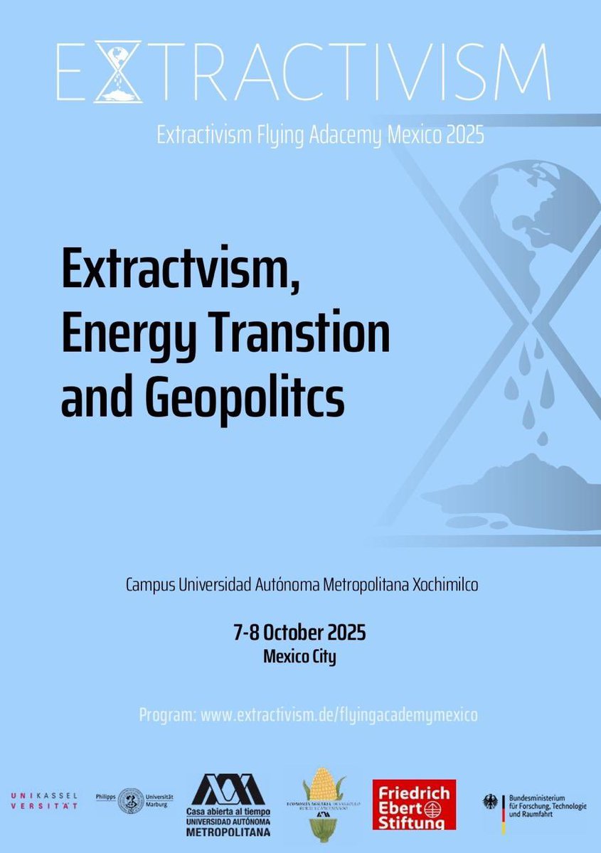 ✨Lxs invitamos al evento internacional: Extractivism Flying Academy Mexico 2025
Un espacio para reflexionar y debatir sobre los retos del extractivismo, la TE y la geopolítica actual goo.su/sZXRB
📌Conferencistas y panelistas esps. de LATAM, Europa y Norteamérica 🌎🤓