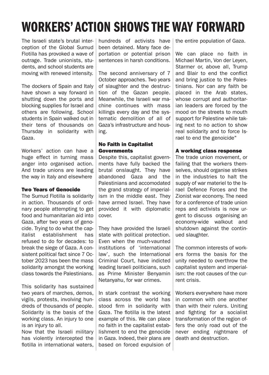 Militant Left leaflet for the #Gaza protest tomorrow Parnell Square 12.30pm.