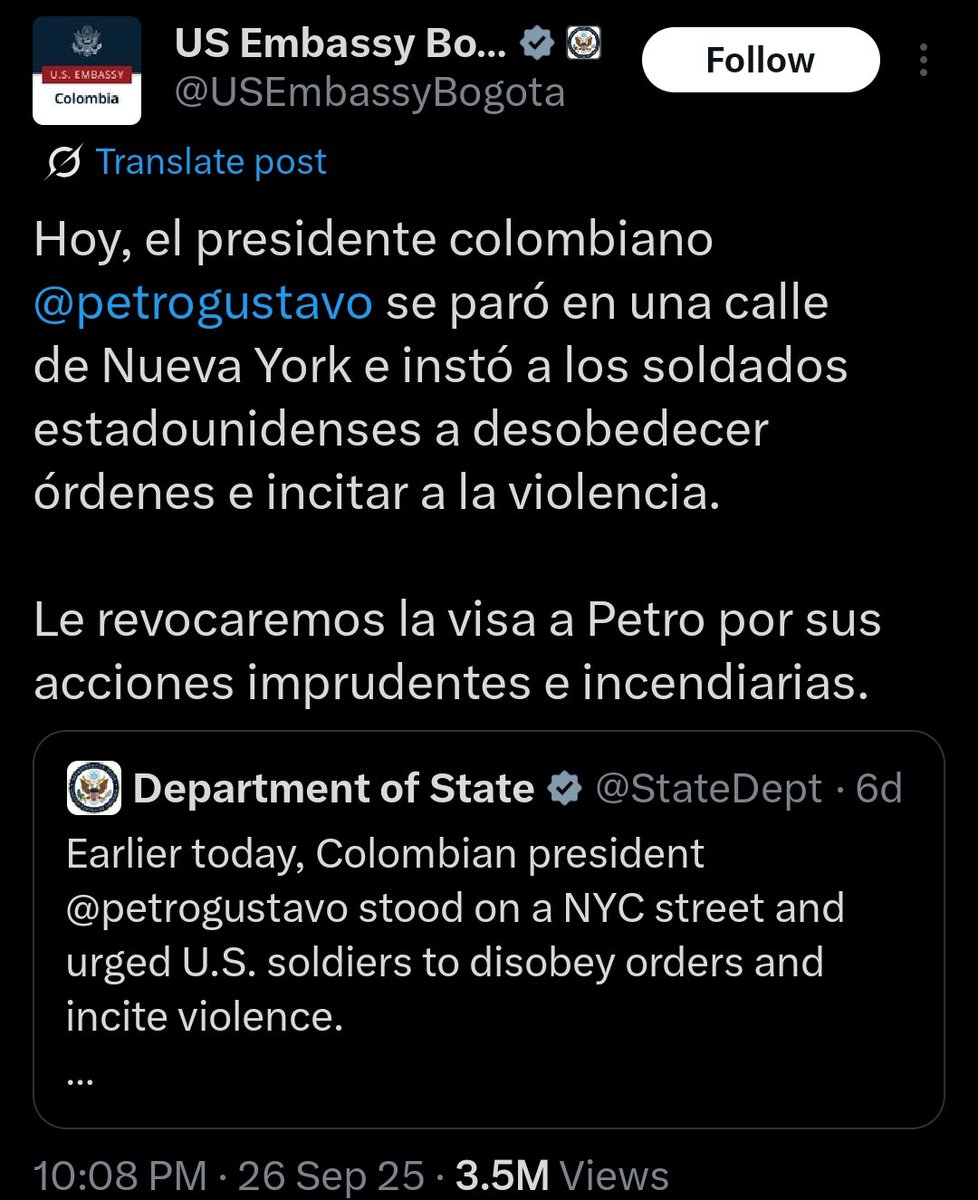 arevalex's tweet image. Esto de @petrogustavo de llamar a la insubordinación a los militares estadounidenses desde suelo americano, y una semana después pedir a los #EEUU no meterse en la política de #Colombia, no se... Pero bueno,  #PetroLiderMundial