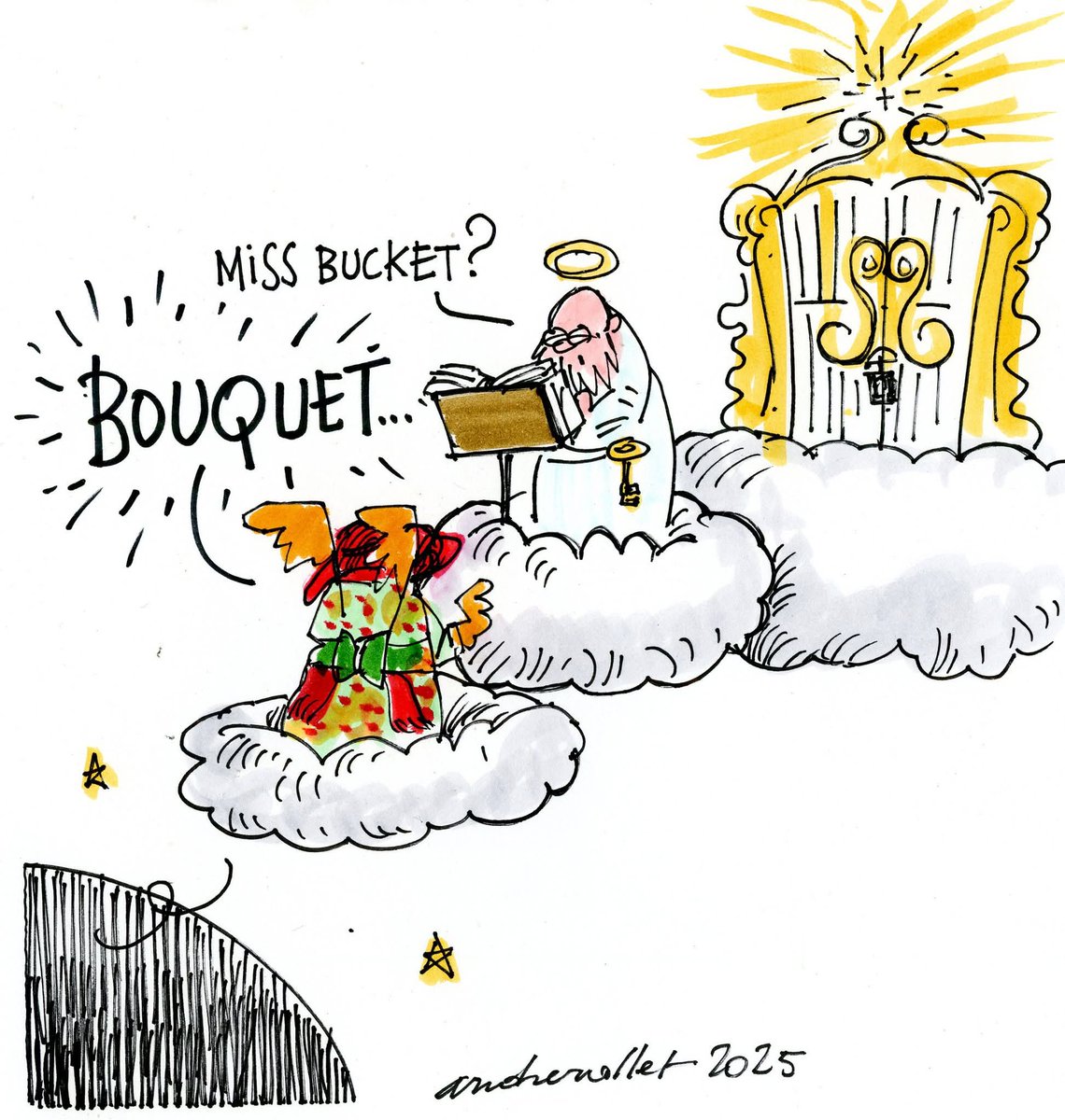 "Humor tot in de hemel"
#Cartoon van André Nollet. 🙂