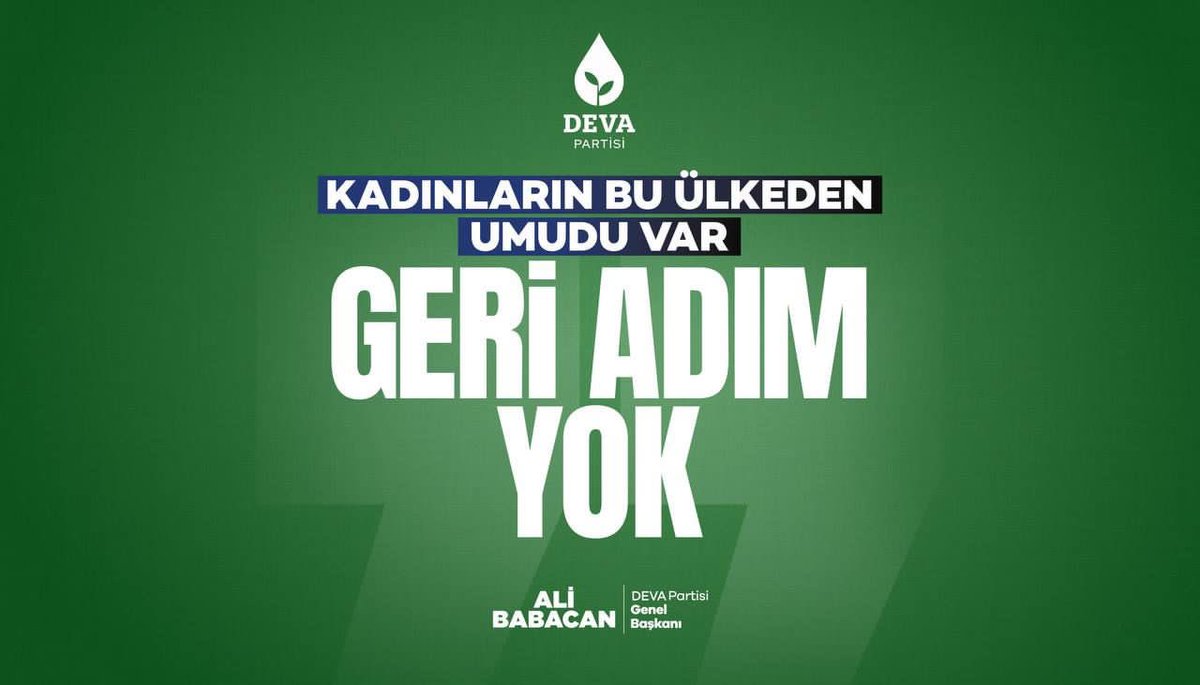 Toplumumuzun çekirdeği çilekeş kadınlarımız için;

#GERİADIMYOK

<a href="/alibabacan/">Ali Babacan</a> <a href="/devapartisi/">DEVA Partisi</a>
