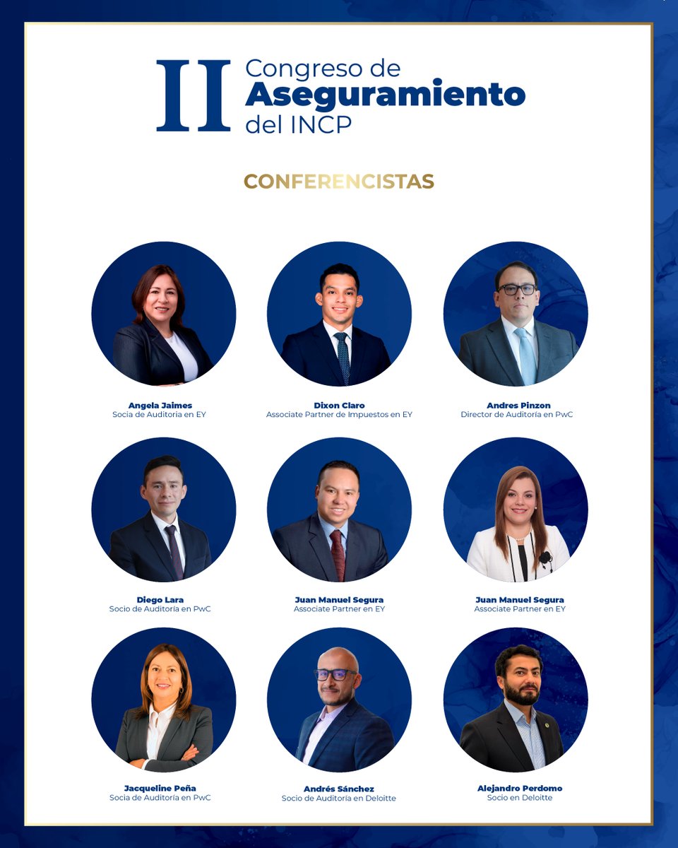 incpcol's tweet image. El II Congreso de Aseguramiento del INCP sigue sumando conferencistas que brindarán herramientas clave para auditores financieros externos, revisores fiscales y sus equipos.

Reserva tu copo ahora!
wa.link/9xgsat

📍 Bogotá, 6 y 7 de noviembre 2025
#INCP #Aseguramiento