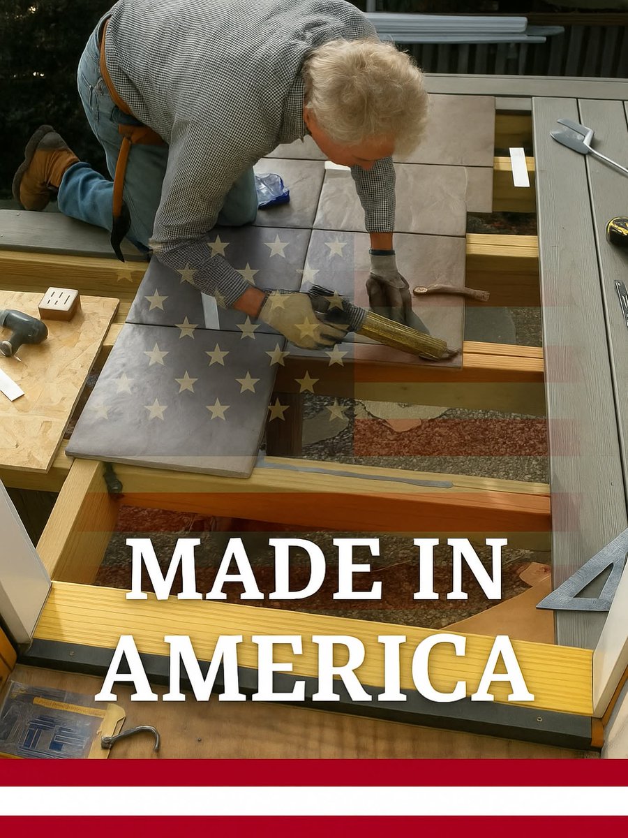 DekTekTile's tweet photo. 🇺🇸 Happy National Manufacturing Day!🇺🇸 
At #DekTekTile, we’re proud to #design &amp; manufacture our 100% #noncombustible #concrete #decking #tiles here in the USA.
From our #MN facility to #outdoorspaces across the US, every #tile is crafted with #Americanmade #quality &amp; #durability https://t.co/S3KaO9kadF