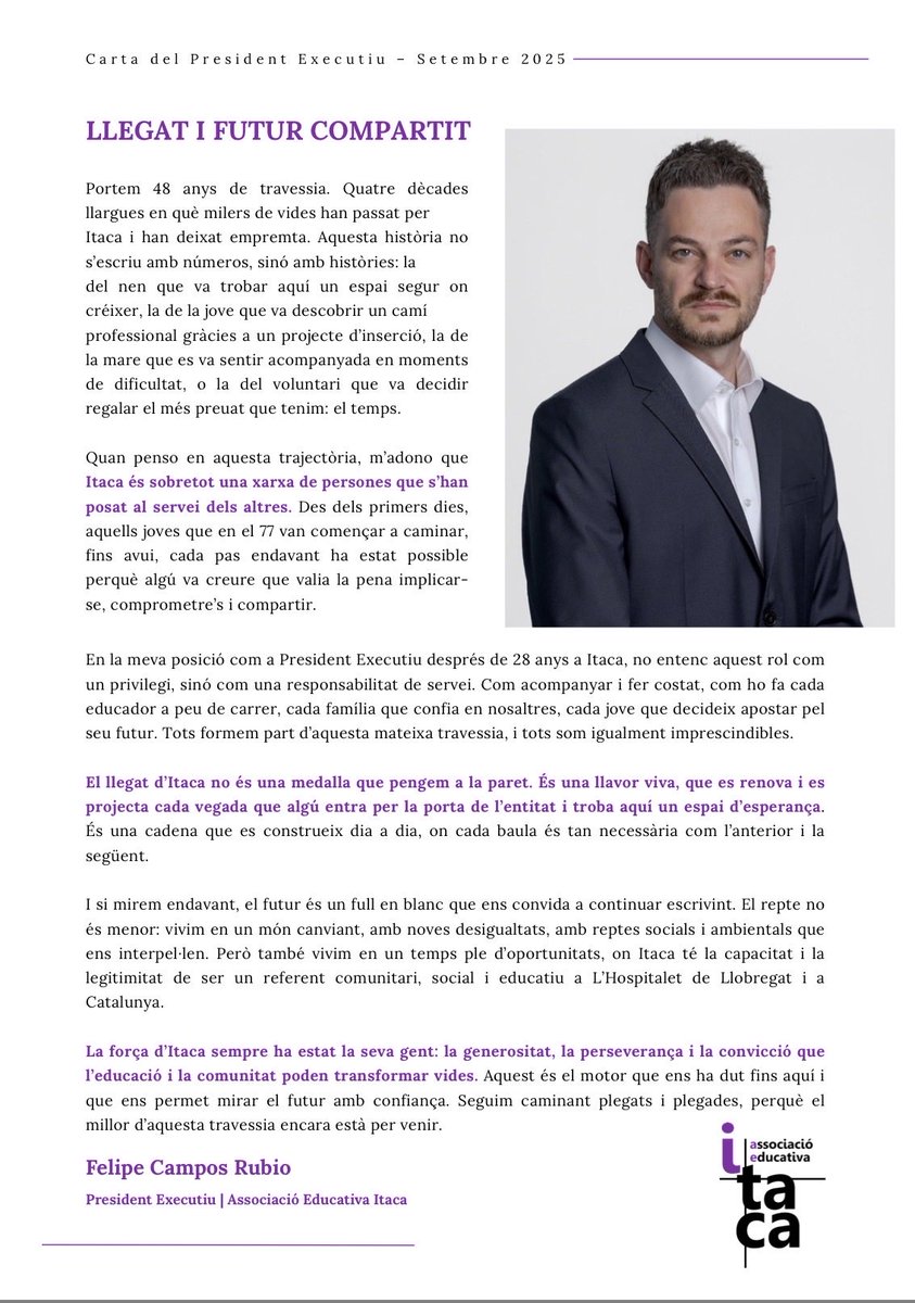 FelipeCamposlh's tweet image. ᴜɴᴀ ᴛʀᴀᴠᴇssɪᴀ ǫᴜᴇ ɴᴏᴍés ᴛé sᴇɴᴛɪᴛ sɪ ᴇs ᴄᴏᴍᴘᴀʀᴛᴇɪx…

Vaig voler enviar com a President, aquesta carta a totes les persones que formen part de l’@aeitaca perquè, a vegades, cal aturar-nos i posar paraules al que vivim. No per fer balanç, ni per mirar enrere…