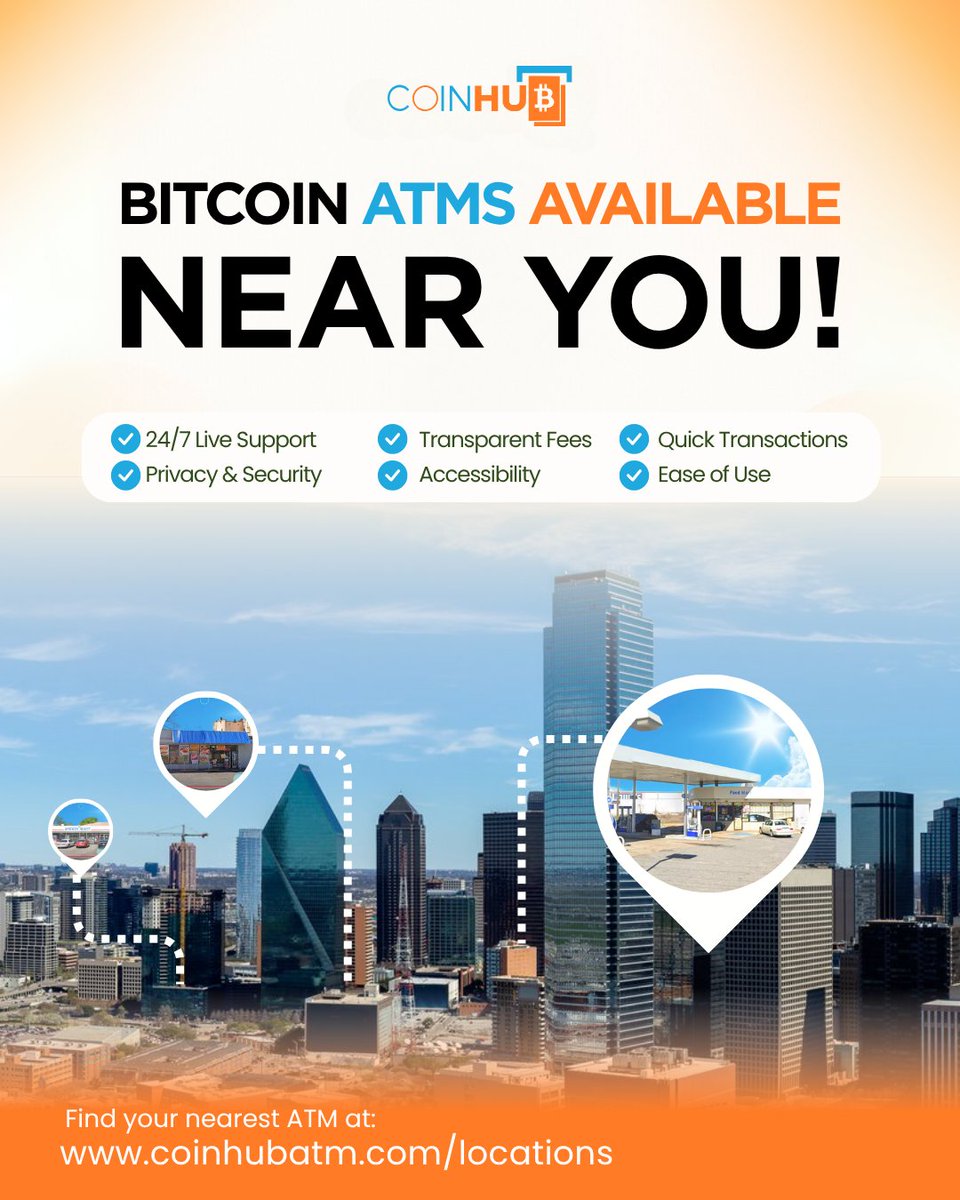 Looking for a fast and secure way to buy and send crypto?

Coinhub ATMs are secure, easy to use, and available whenever you need them.

Find a Coinhub ATM near you at coinhubatm.com/locations