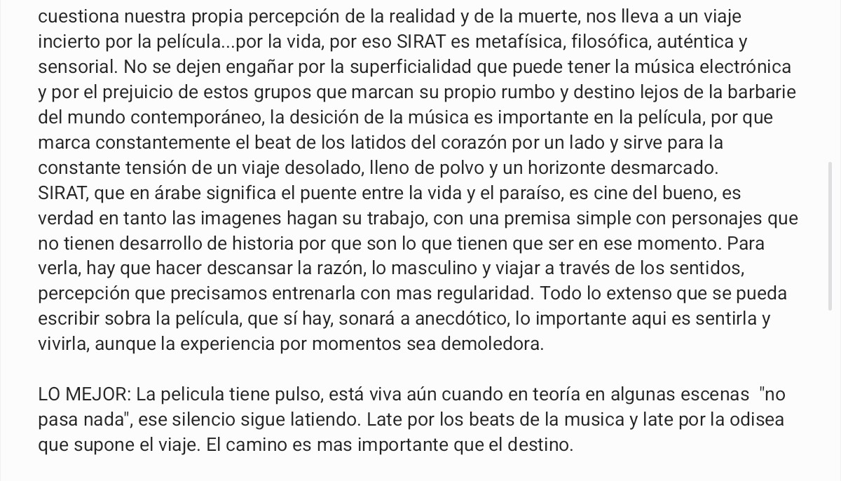 Aun falta 3 meses para finalizar el año, pero me atrevo a decir que SIRAT es lo mejor del 2025. También es el cine que me interesa ver. Mi critica aquí 👇🏻👇🏻👇🏻