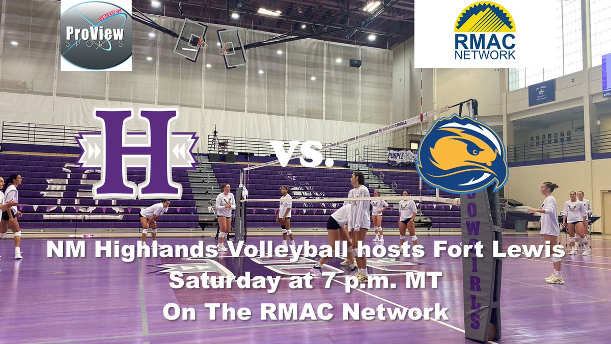 Women's College Volleyball, New Mexico Highlands vs. Fort Lewis College Saturday night at 7 p.m. MT with <a href="/ScottGaletti/">Scott Galetti</a> on the call on the RMAC Network.
Broadcast Link Below.
rmacnetwork.com/nmhighlands/?B…