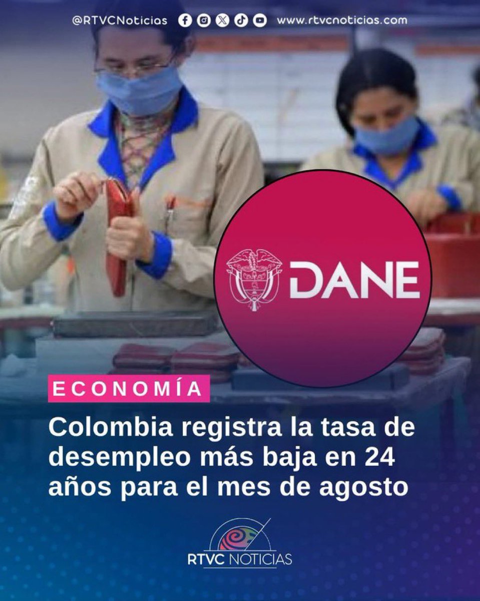 FisicoImpuro's tweet photo. Estamos hablando de que el desempleo en agosto fue el más bajo en 24 años, es decir, desde el 2021. Si esto hubiera ocurrido en un gobierno de derecha, todas las portadas de todos los periódicos y noticieros del país hablarían del tema. Pero como ocurrió en un gobierno izquierda, tratan de echarle tierra a la noticia. Nos tocó a nosotros difundirla.