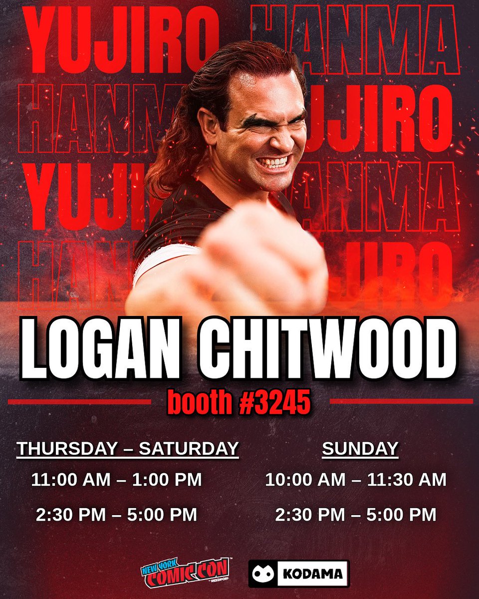 KodamaTales's tweet image. 🔥 GUEST OF HONOR ANNOUNCEMENT 🔥

The OGRE himself has entered the Underground Arena 👹
Logan Chitwood @loganchitwood will be joining us at Kodama’s Booth #3245 during NYCC!

💥 Don’t miss your chance to meet the man who embodies the Strongest Creature Alive and see how YOU…