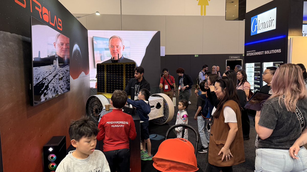 Astrolab_Space's tweet photo. And with that, it’s a wrap on #IAC2025! 

There were so many highlights, from all the students that visited our FLIP rover prototype to seeing @astro_kobi is his neck of the woods to meeting so many people from the aerospace community that came by.

Thanks for a great week!🌖 https://t.co/QSylBscZme