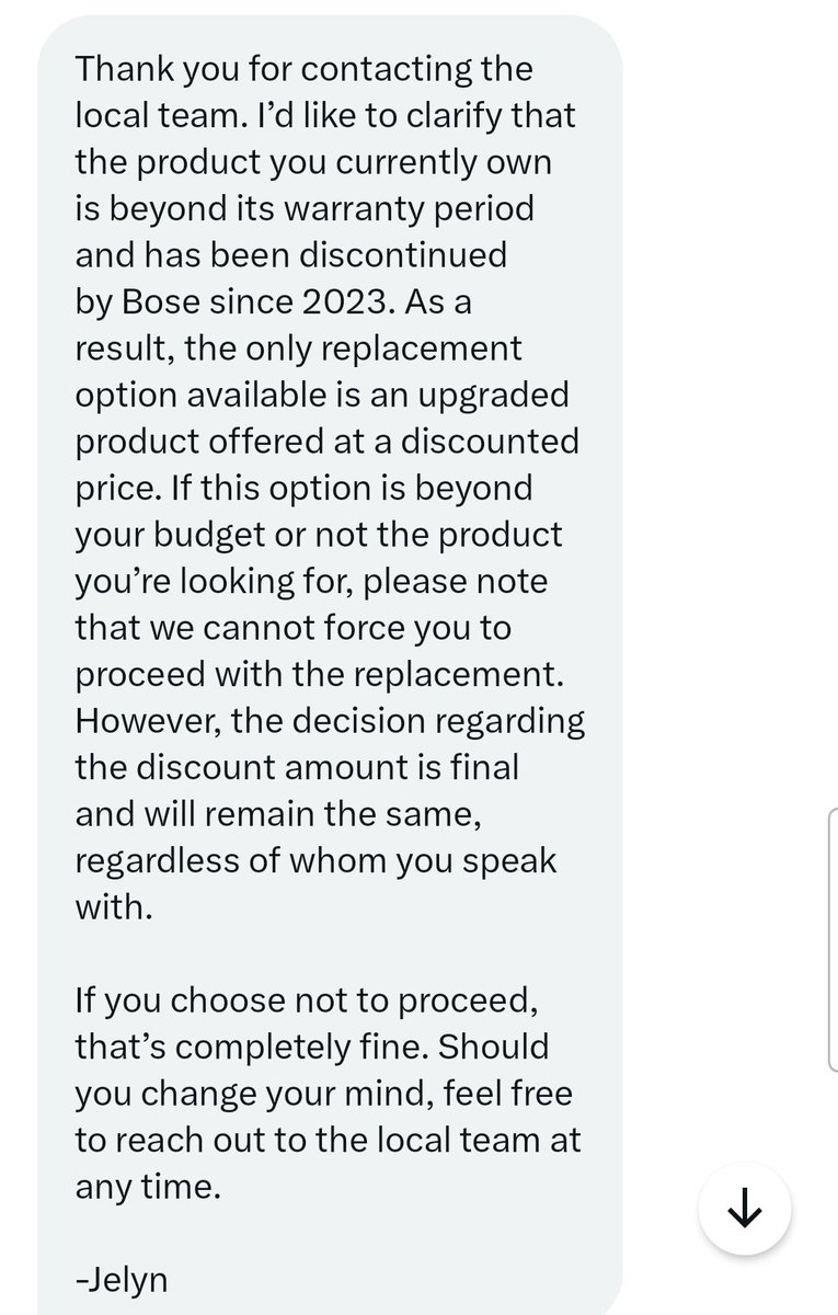 lovingshiv's tweet photo. See how these people respond. They humiliate their customers by saying that if you dont have budget to buy. We dont force you. Shame
@Bose @BoseService https://t.co/rGvcP4HNOI