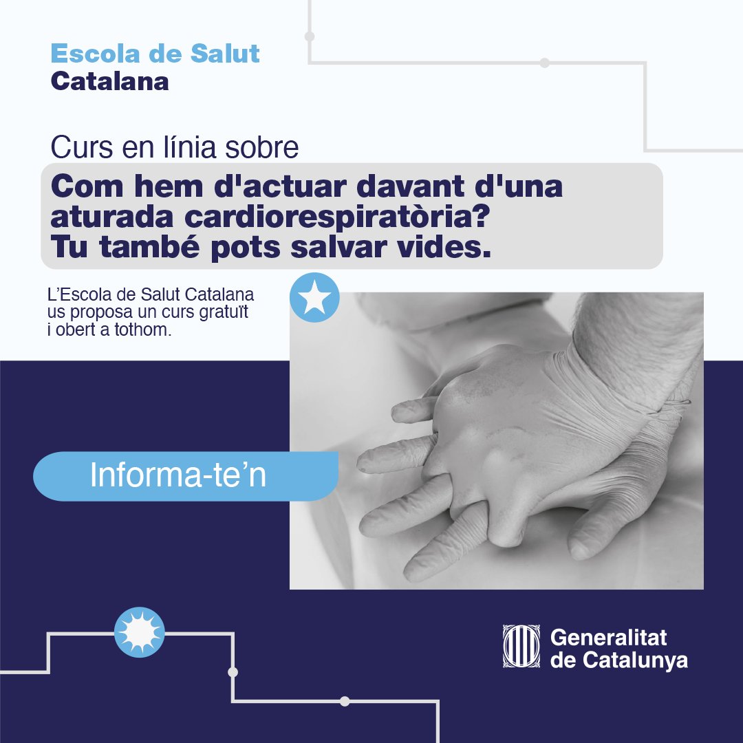 💪 Tu també pots salvar vides!

🫀 Aprèn com actuar davant d’una aturada cardíaca.

🗓 Del 22 d'octubre al 13 de novembre

Inscriu-te a 👉 gen.cat/4onitFx
