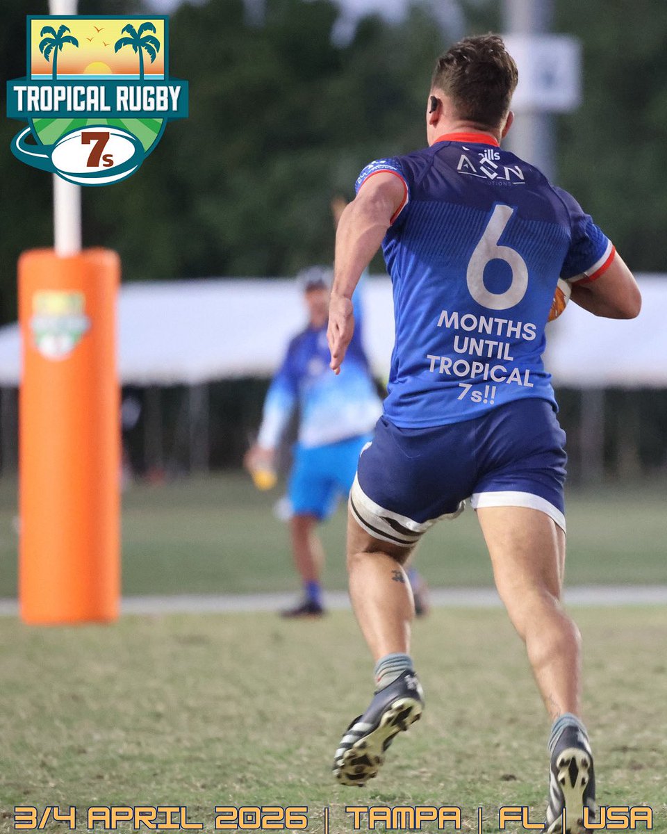 🌴😎🇺🇸🏉 JUST SIX MONTHS UNTIL THE 2026 TROPICAL 7s…

The 2026 Tropical 7s: 3/4 APRIL 2026 (Fri/Sat Easter weekend) at the Tampa Sportsplex, FL, USA. 

Full details including team registration link at tropical7s.com and via our social media bios.