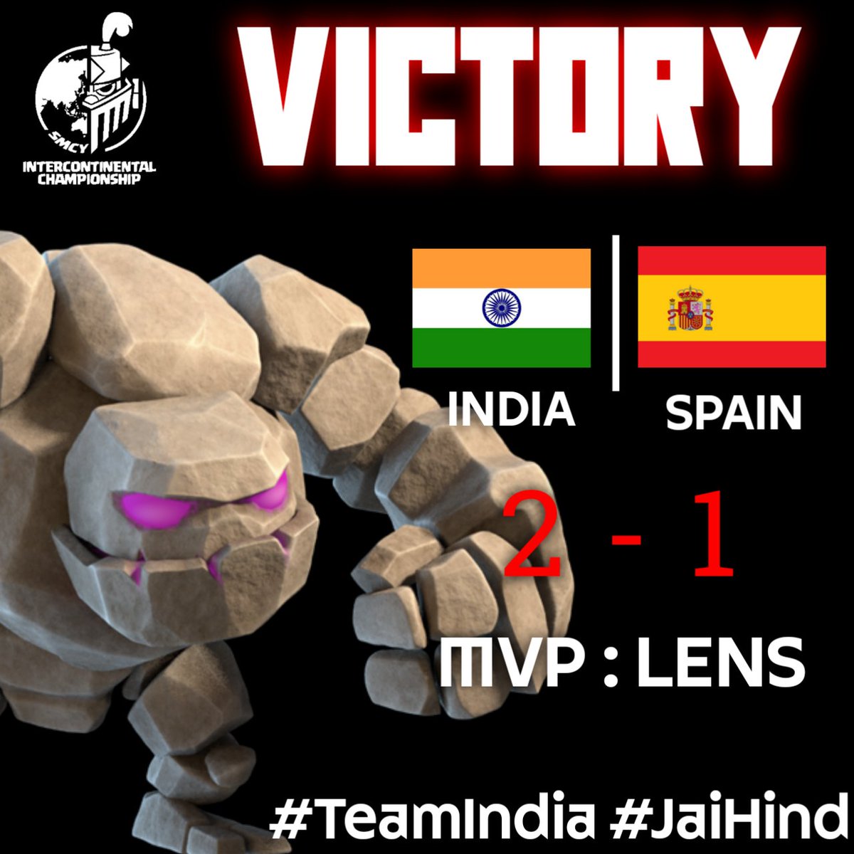 Team India CR (@crindia_team) on Twitter photo RESULT! 🇮🇳
VICTORY 🔥🔥
🇪🇸 <a href="/SeleccionEspCR/">Seleccion Española Clash Royale</a> 1️⃣
🆚️
🇮🇳 <a href="/CRIndia_Team/">Team India CR</a> 2️⃣
🎖️ MVP: <a href="/lens_Cr1/">Lenny</a> (2-2) 🐐
Liability duo proved themselves once again and won 2v2 set 🙌
Lose in koth as usual and lens carrying us in last set ♿ RESULT! 🇮🇳
VICTORY 🔥🔥
🇪🇸 <a href="/SeleccionEspCR/">Seleccion Española Clash Royale</a> 1️⃣
🆚️
🇮🇳 <a href="/CRIndia_Team/">Team India CR</a> 2️⃣
🎖️ MVP: <a href="/lens_Cr1/">Lenny</a> (2-2) 🐐
Liability duo proved themselves once again and won 2v2 set 🙌
Lose in koth as usual and lens carrying us in last set ♿