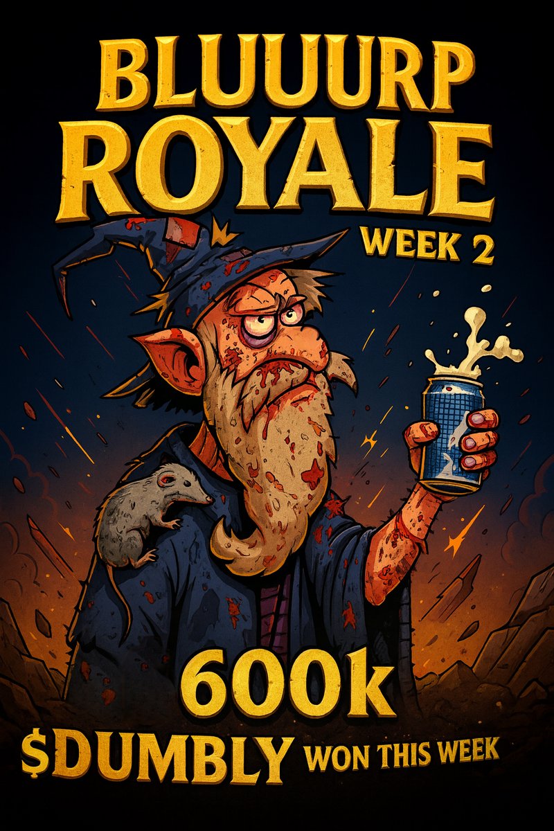 Dumbly_algo's tweet image. 💥 600k $DUMBLY won this week in the Bluuurp Royale! 💥
3 battles every week, 200k $DUMBLY up for grabs each night.
We’re back Monday for the next rounds — don’t miss it!
Want in? Join the fight 👇
🔗 discord.gg/ChgBXsxENT