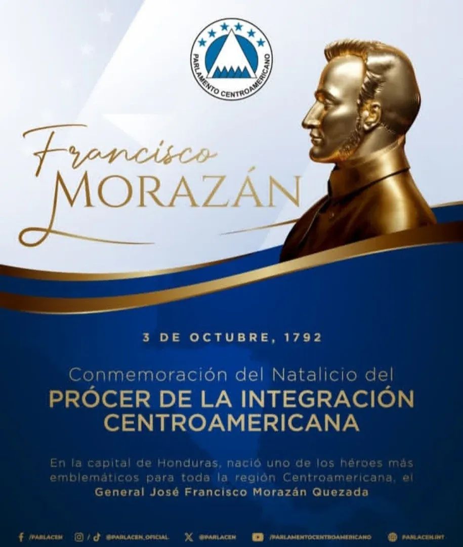 El presidente del PARLACEN. HD Carlos Hernández, justo a la junta directiva saludan la conmemoración del 233 aniversario del natalicio del prócer de la integración Centroamericana, Francisco Morazán.

#PARLACEN #ParlamentoCentroamericano #parlamento
