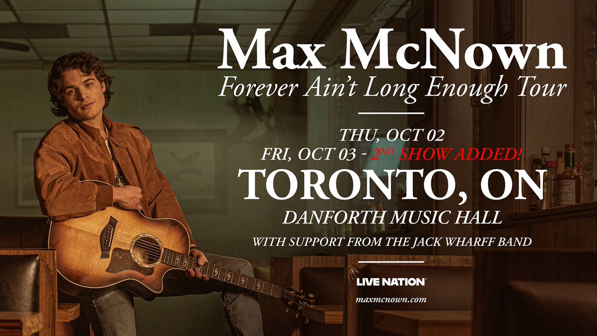 TheDanforthMH's tweet image. TONIGHT: Immerse yourself in the captivating sounds of Max McNown as he returns for Night 2 at Danforth Music Hall — delivering songs layered with heart &amp;amp; soul✨
Set times below:
7:00 PM – Doors
8:00 PM - Jack Wharff Band
9:00 PM - Max McNown
*All set times are subject to change