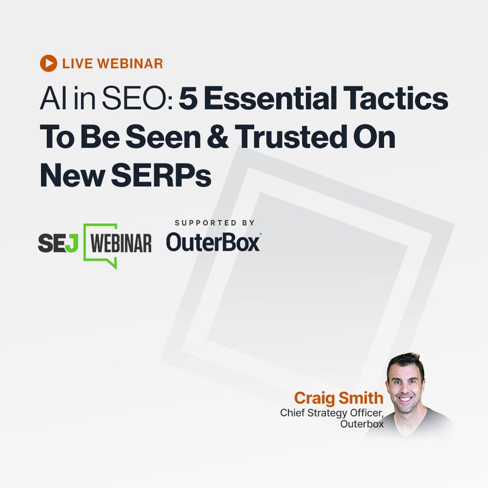 sejournal's tweet photo. AI Overviews are changing the #SERPs. Is your strategy keeping up?
Join Craig Smith, Chief Strategy Officer at @OuterBox, to learn:
✔ How to adapt content and #TechnicalSEO for AI-generated answers
✔ Which trust signals matter most in #AISearch
✔ Where search is headed next, and how to stay visible
📅 Live Oct 16, 2025
👉 Save your seat today: https://t.co/AQBvEBgKnZ