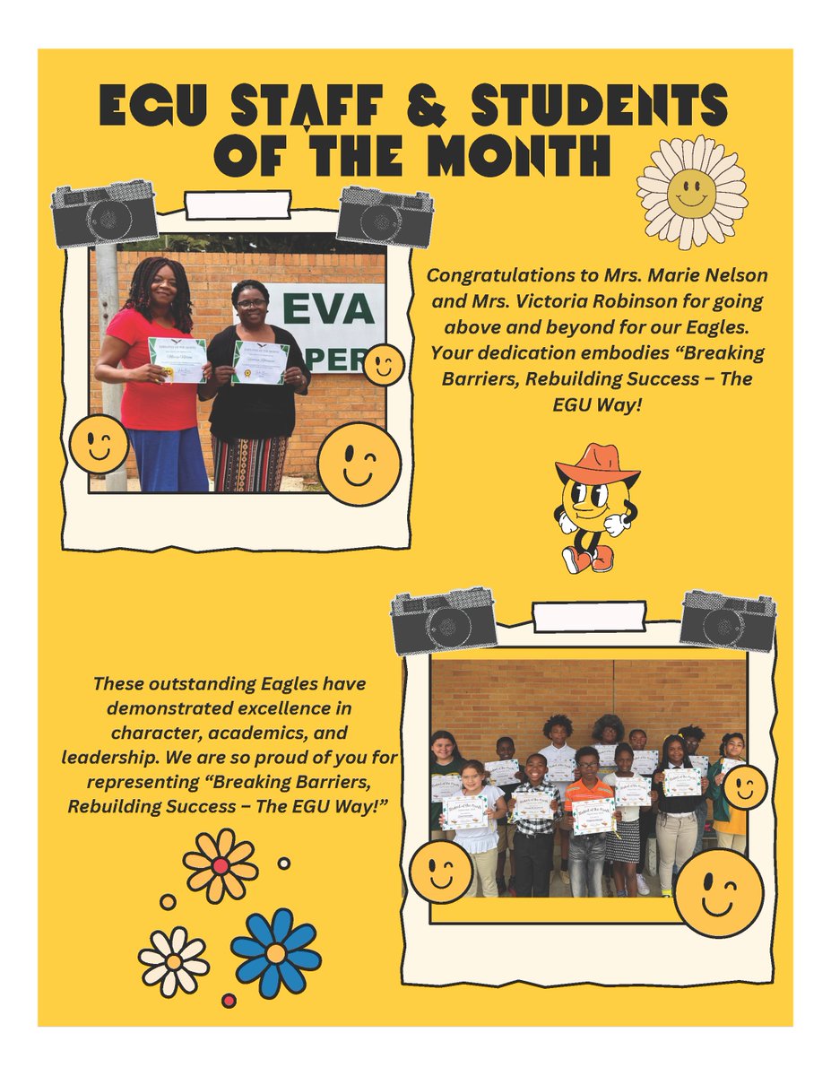 Kudos to Mrs. Marie Nelson &amp; Mrs. Victoria Robinson, our EGU Staff &amp; Students of the Month! Your dedication truly embodies "Breaking Barriers, Rebuilding Success – The EGU Way!" 🎉 #EGUPride edl.io/n2116778