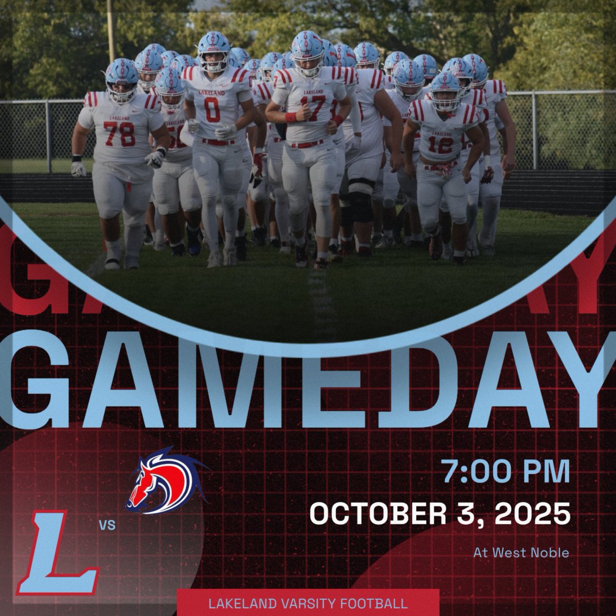 It's GAMEDAY! Cheer on the Lakers at West Noble tonight (10/3/25) with a 7:00 pm kickoff. Go Lakers!