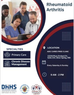 ADG offers FREE rheumatoid arthritis clinics every Saturday and Sunday from 9am-2pm. Please see flyer for more details.