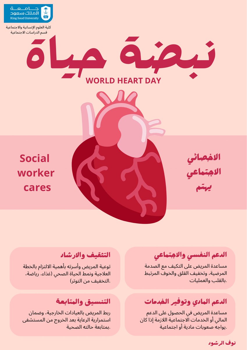 qllvr's tweet photo. الكلمة الطيبة تزرع الأثر على المدى الطويل 
والاخصائي الاجتماعي لا يغفل الجانب النفسي ابداً ❤️

#اليوم_العالمي_للقلب 
#الاخصائي_الاجتماعي
#الخدمة_الاجتماعية https://t.co/jlFd9leJcS