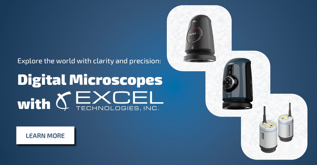 ExcelTechInc's tweet image. Discover precision with Excel&apos;s digital microscopes. Omni 3 for all-in-one inspection, Inspex 3 for HD efficiency, and Inspectis F30, supplied through Nikon Metrology, for top-tier optics. Learn more at shorturl.at/dxACL #ExcelTechnologies