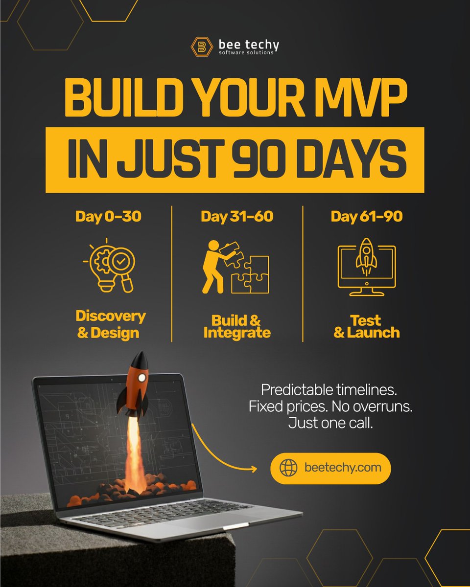 beetechyllc's tweet image. From idea to MVP in 90 days 🚀
✅ Predictable timelines
✅ Fixed prices
✅ Investor-ready launch
🐝 Book your free consultation
👉 beetechy.com/get-quote
#BeeTechy #MVPDevelopment #StartupLife #InvestorReady