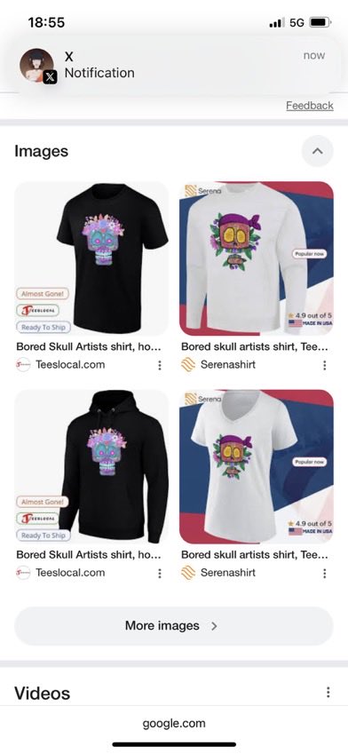 RabbitsCrypto's tweet photo. I have noticed you are selling t-shirts by @BoredSkull_team without permission.
Thatβs illegal and violates copyright laws.
We have saved all evidence and await a payment of a penalty fee of EUR 500,- following copyright laws of the EU.
Additionally if you donβt take down the shirts, you will face additional penalties.