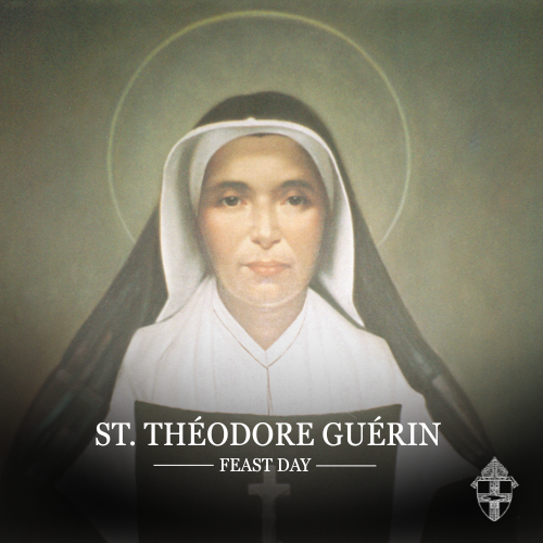 archindy's tweet photo. 🌿 St. Théodore Guérin, born Anne-Thérèse in France, became a Sister of Providence at 25. 🙏 “Put yourself gently into the hands of Providence.” 📍Canonized in 2006, she’s a patroness of Indianapolis. #ArchIndy #SaintTheodoreGuerin #SistersOfProvidence #CatholicSaints https://t.co/JYGqcp59mk