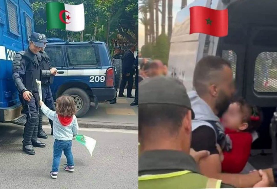 springfield_dz's tweet photo. Le hirak de 2019 en Algérie 🇩🇿 a vu des enfants distribuer des fleurs aux policiers, enfants du peuple qui se sont rangés de son côté.
Au Maroc 🇲🇦 en 2025, les policiers embarquent les enfants ...
Mettez autant de hashtags que vous voulez, les 2 pays sont incomparables 😀. https://t.co/92QqMMav5P