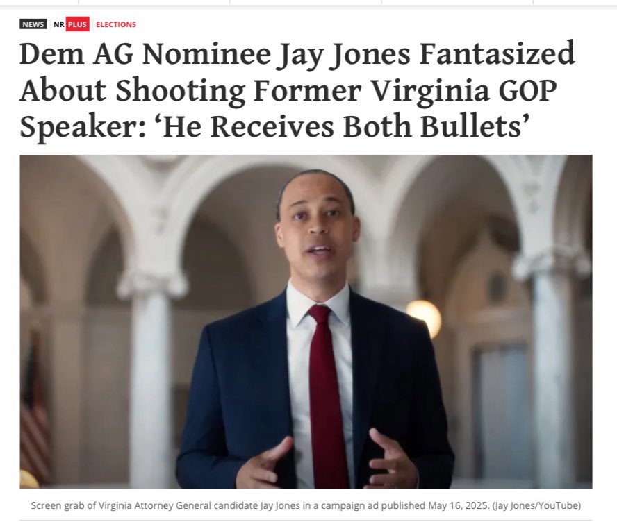🚨Jay Jones fantasized about MURDERING former Republican Speaker Todd Gilbert. 

In text messages, Jones says if stuck on an island with Gilbert, Hitler, and Pol Pot, with two bullets, he would shoot Gilbert twice. 

WORSE, he calls Gilbert &amp; his wife “evil” and wished death on