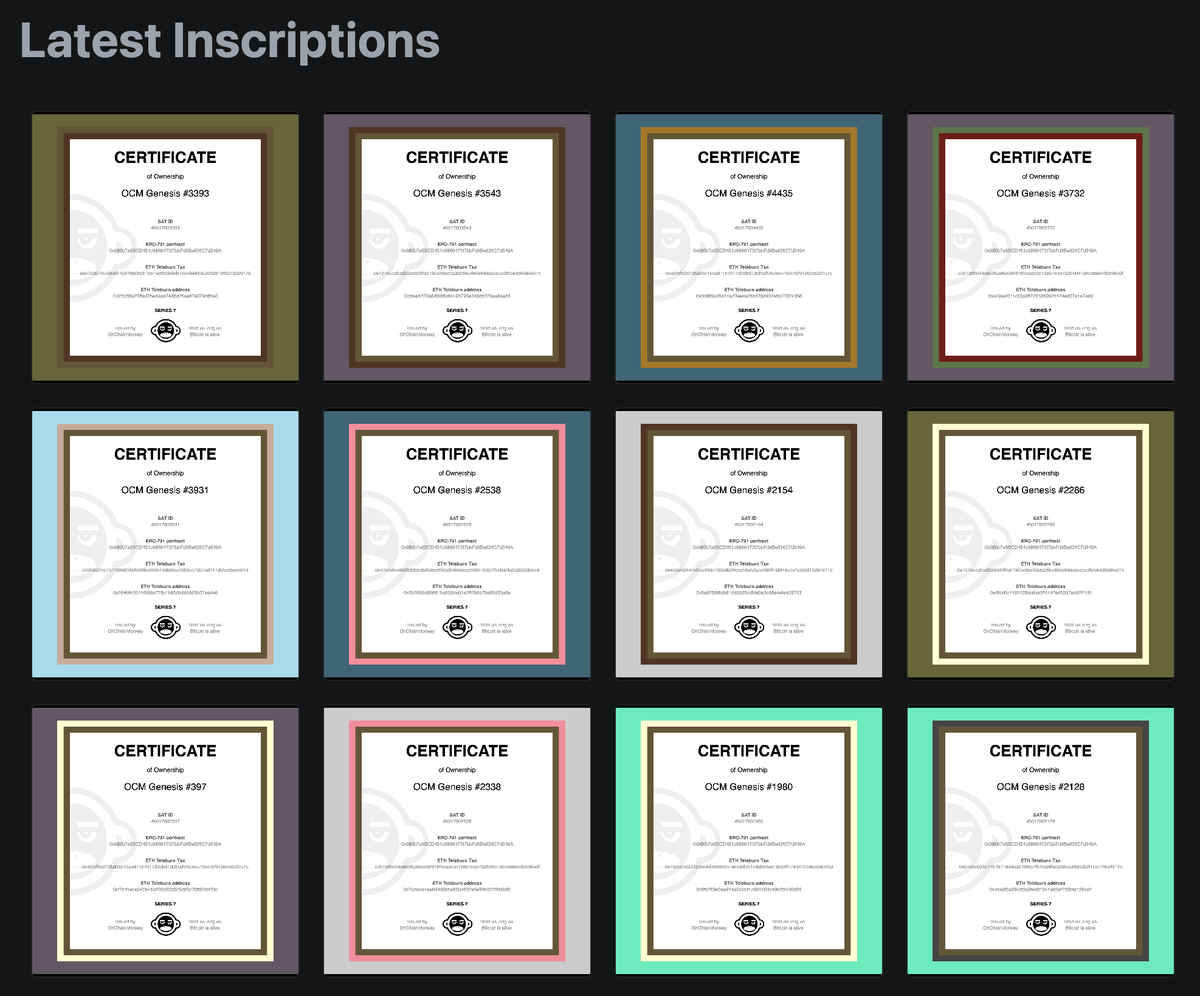 OCM Certificate of Ownership being created. Conceptual art on Bitcoin.🔥