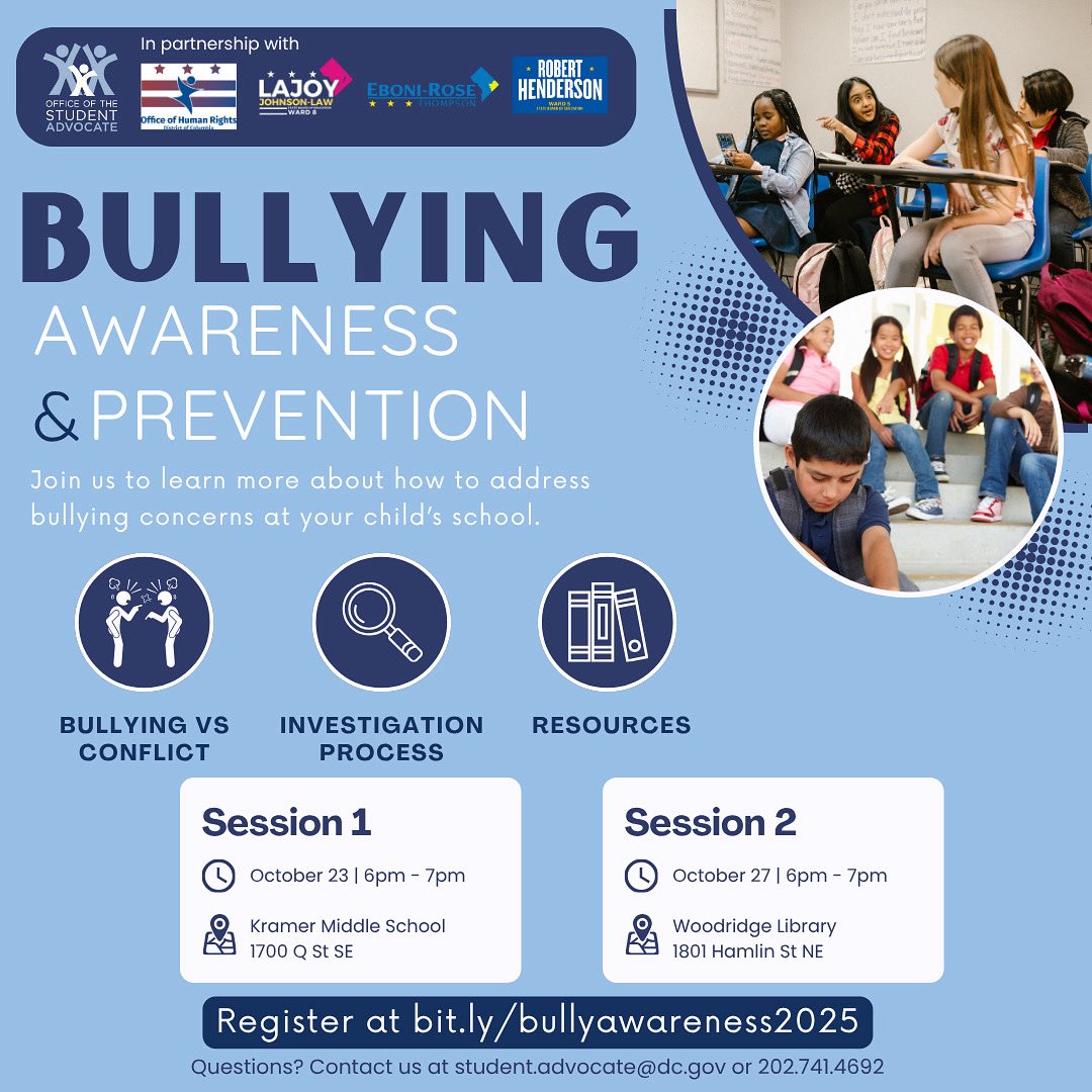 Join OSA this October for our Bullying Awareness &amp; Prevention Workshops! 💙 Learn how to address bullying, support students, and build safe schools. Register through the link in our bio!