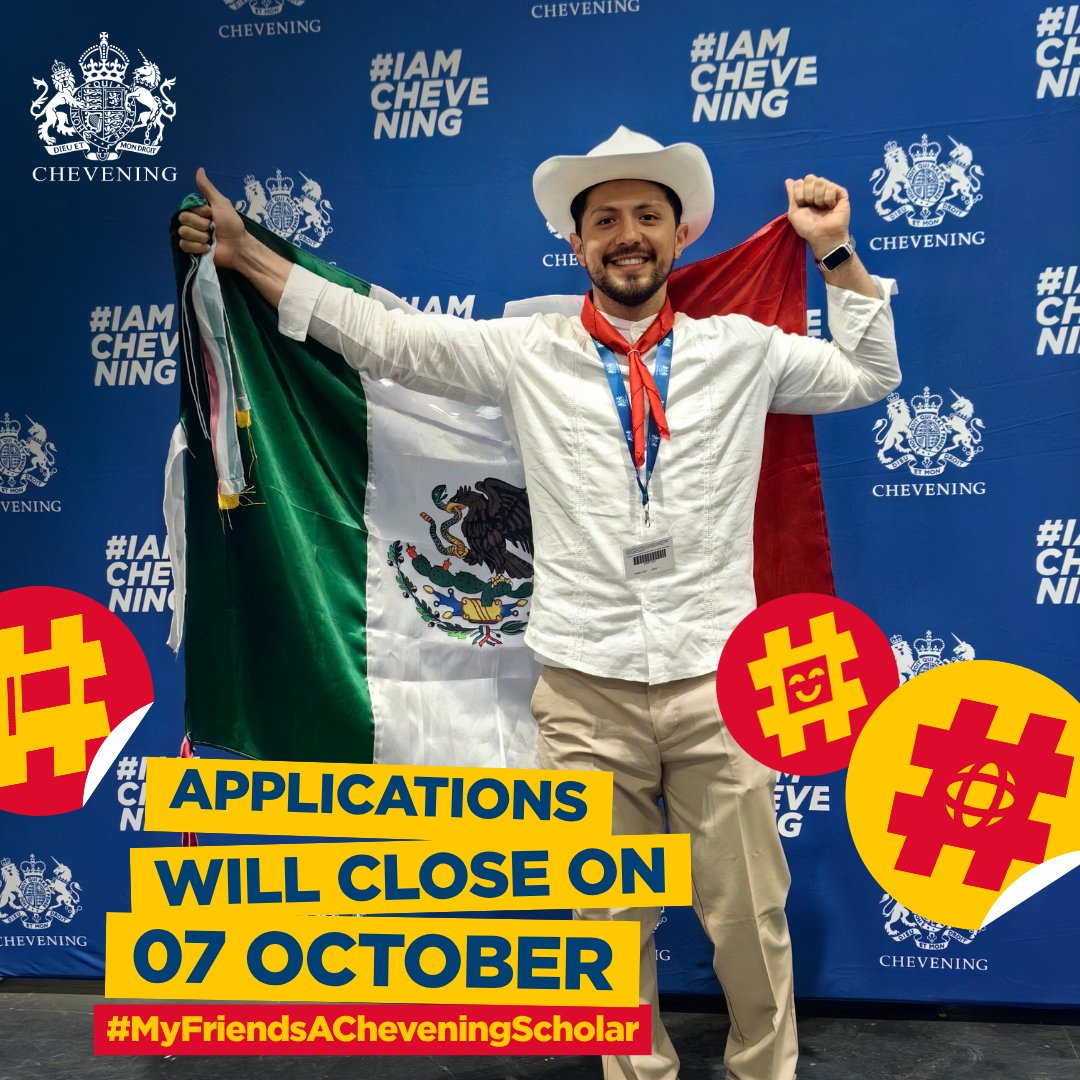 UKinMexico's tweet photo. 👨‍🏫 ¡Estamos en los últimos días antes del cierre de la convocatoria de la beca Chevening! 

No pierdas la oportunidad de estudiar tu Maestria en las mejores universidades del Reino Unido. Para postularte, ingresa a: https://t.co/t7OoBhI6Ns https://t.co/dZVv5e025z