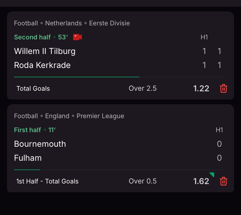 jaguargoalsx's tweet photo. 💰Inplay Challenge €25 - €100
📍 Bet 1
⚽️ over 0.5 FH goals & over 2.5 goals
💸 €25 returns €49
#inplay #betting #livetips https://t.co/LZvEe8tma2