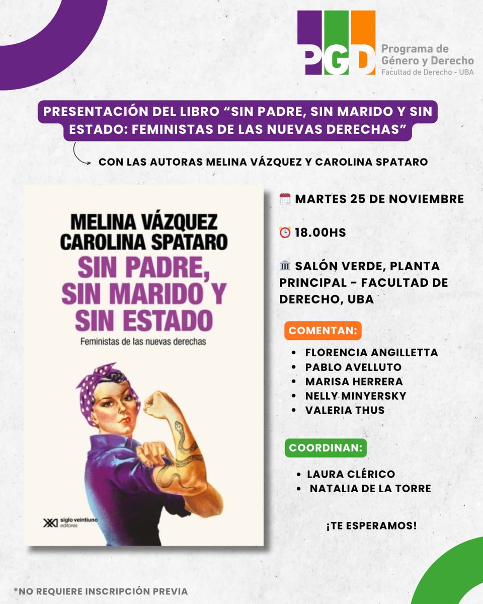 Para agendar con tiempo 👇una de las actividades que desarrollaremos desde el Programa de Género y Derecho de la UBA en la semana del 25 de noviembre